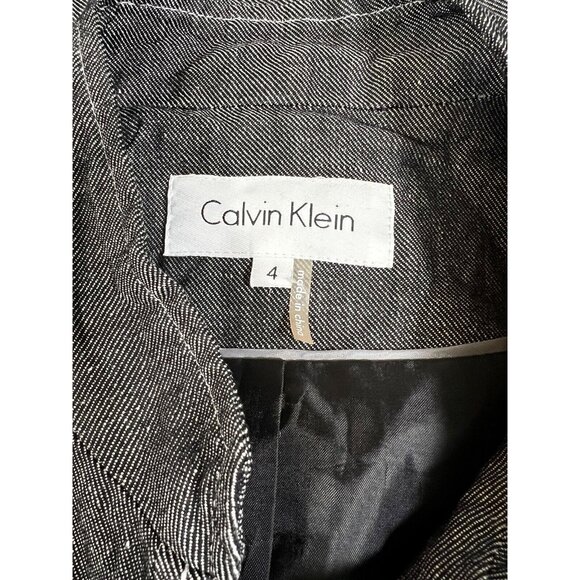 Calvin Klein Womens Safari Jacket Sz 4 Blazer Grey Short Sleeve 4 Pockets Linen - Picture 5 of 11